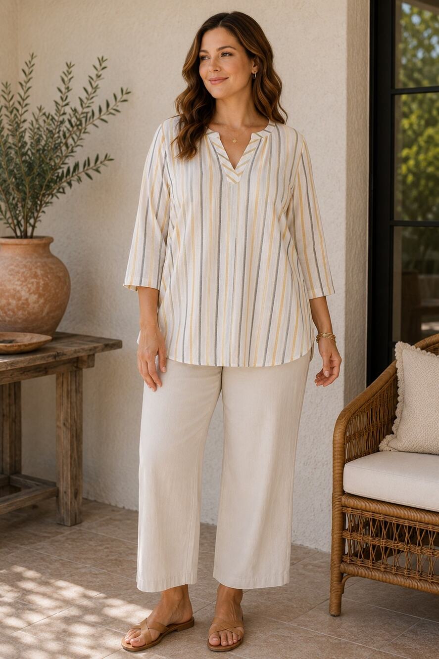Van Heusen XXL Stripe Cotton Rayon Tunic Blouse